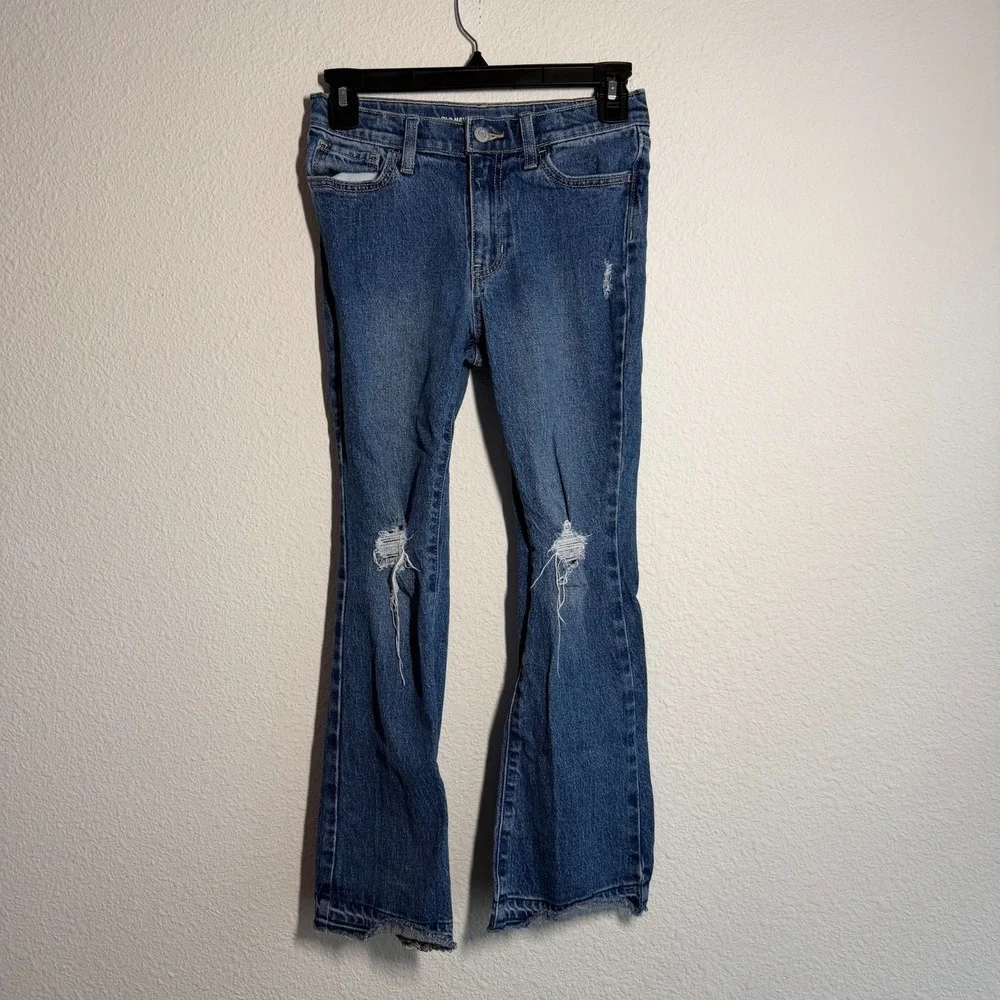 Old Navy Built in Touch Flare Jeans Girls 12 Blue Denim High Rise Distressed